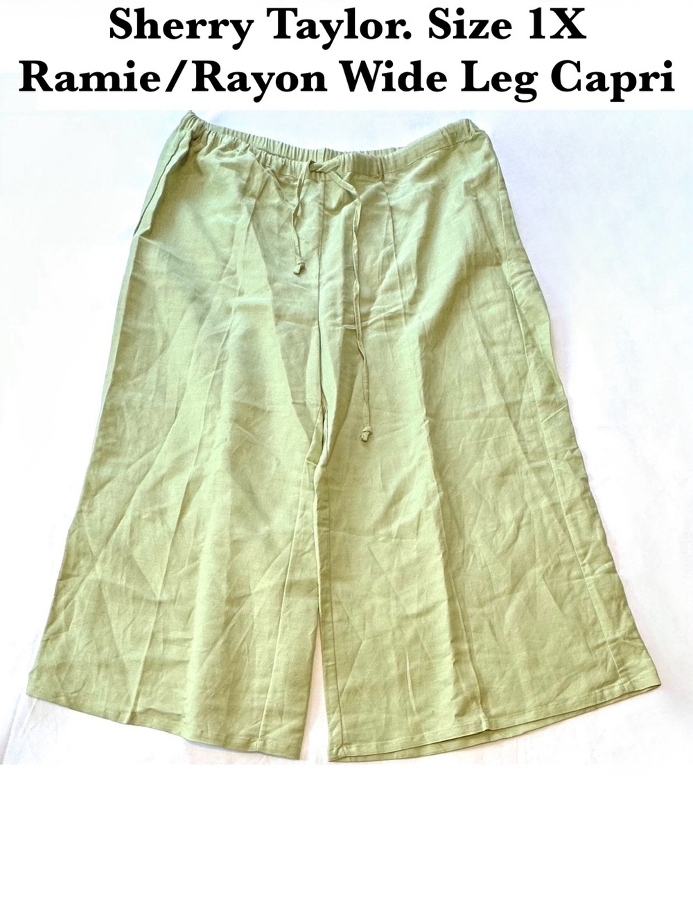Wide Leg Capri Cropped Pants Spring Summer Ramie Rayon